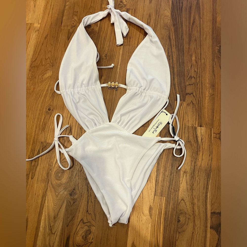 NWT XS white one piece bathing suit